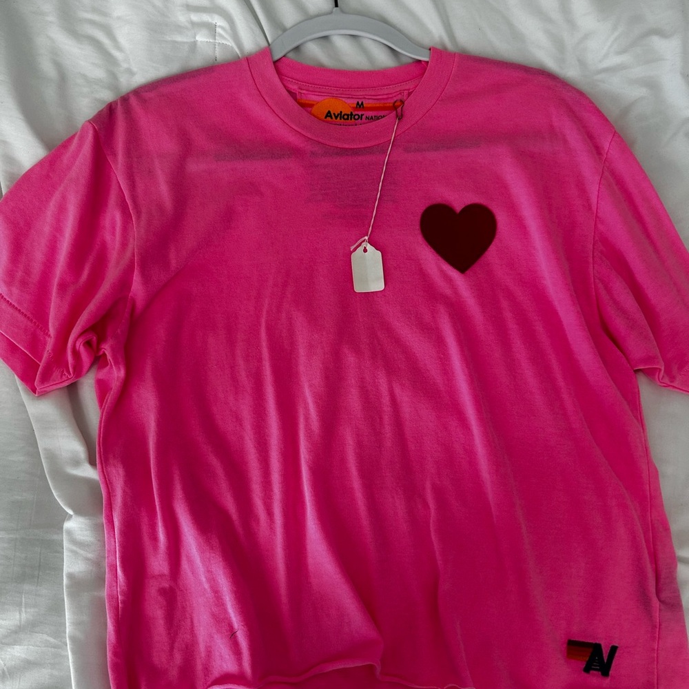 Aviator Nation Pink Heart T-Shirt